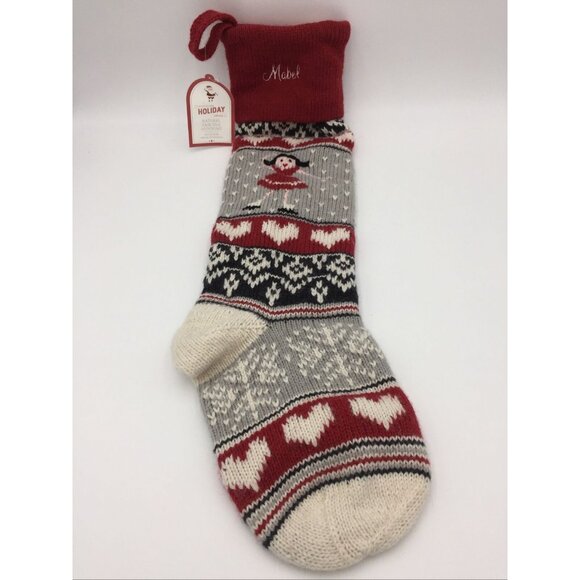 Pottery Barn Kids Mabel Natural Fair Isle Ice Skater Wool Stocking Christmas - Picture 12 of 12